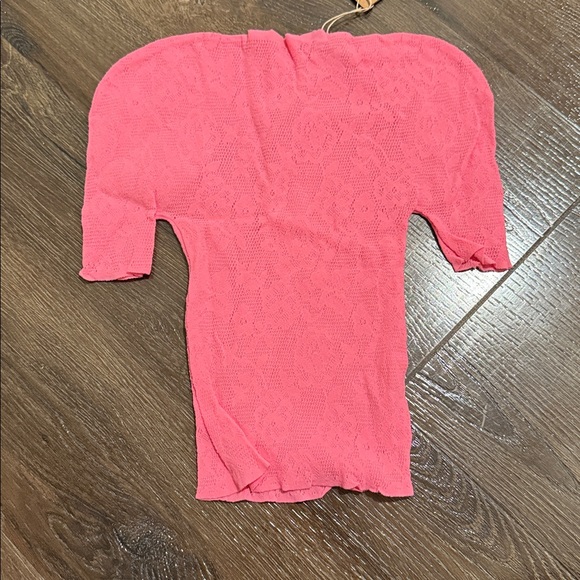 NWT Skims Knit Lace Cropped T-Shirt Azalea Pink XS - Picture 7 of 9